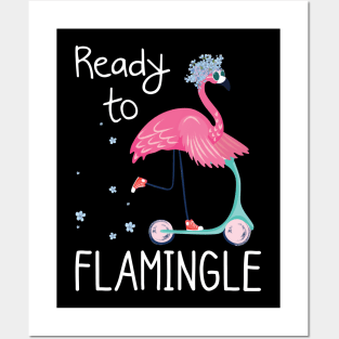 Funny Flamingo Ready To Flamingle Posters and Art